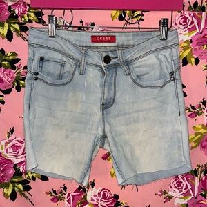 Guess Light acid bleach Wash Denim Shorts - Women's Light Blue Cutoff Shorts